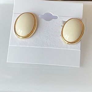 Oval Shaped Gold Toned Clip On  Earrings For Women